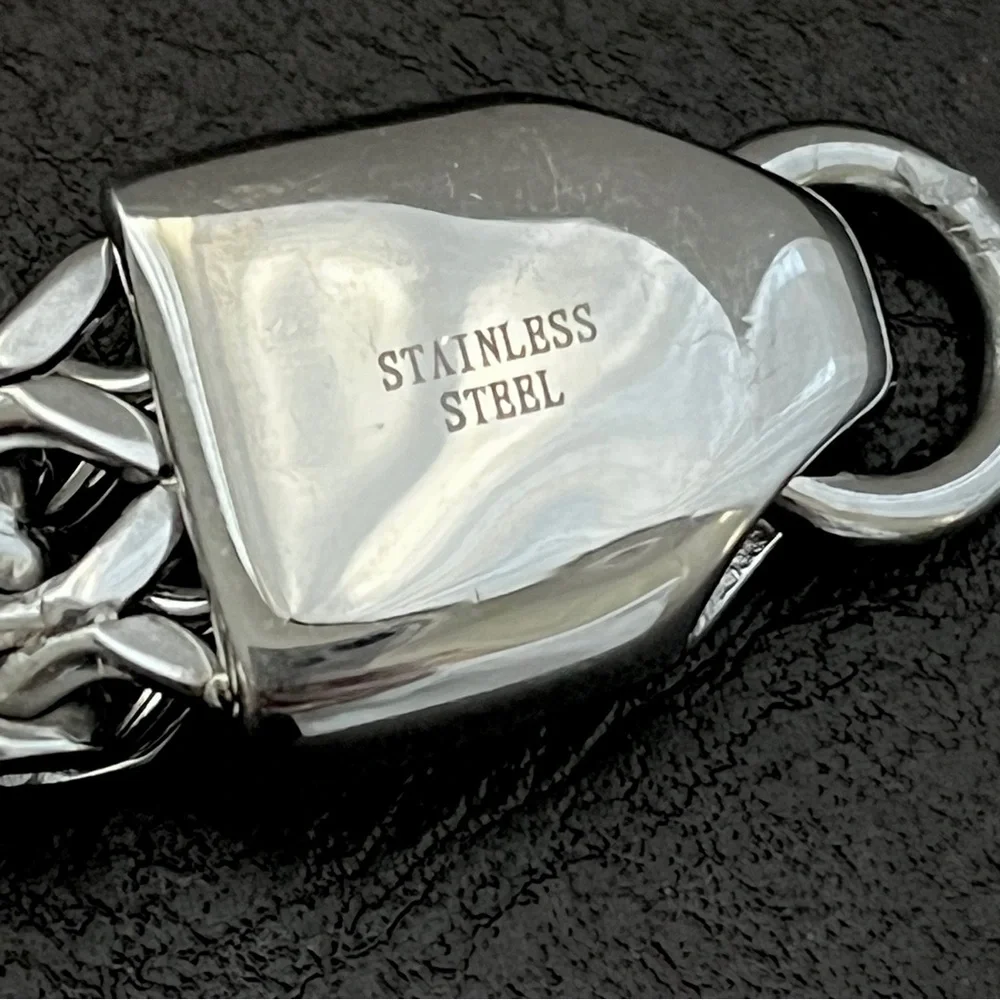 Men's Heavy Silver Stainless Steel Lion Head Bracelet